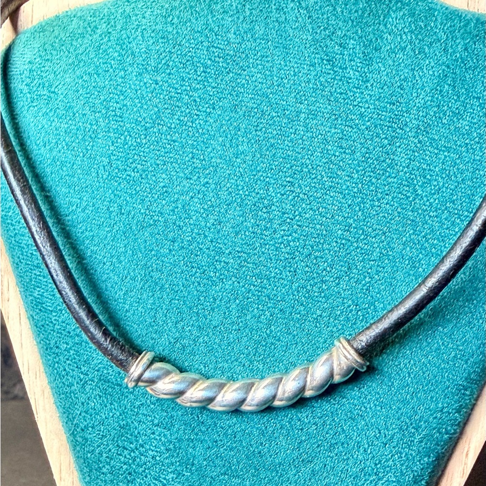 Brighton Silver Leather Cord Necklace